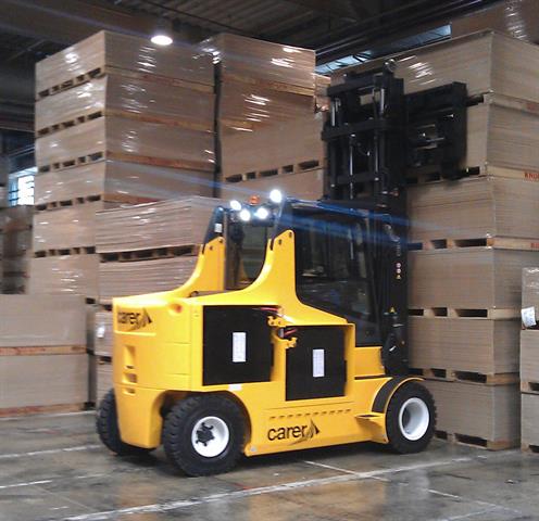 Carer Z120HD: 26,000 lbs. capacity 96 volt forklift, used in medium-density fiberboard operation